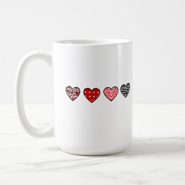 minimal valentine hearts / “cute love pattern” kaffemugg (Vänster)