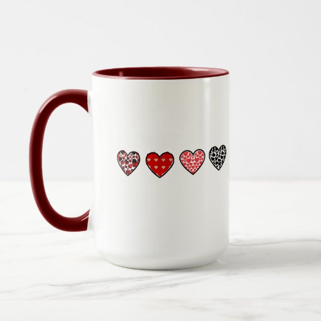 minimal valentine hearts / “cute love pattern” mugg (Vänster)