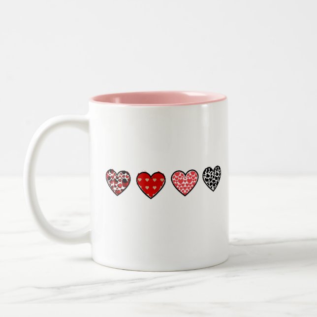 minimal valentine hearts / “cute love pattern” Två-Tonad mugg (Vänster)