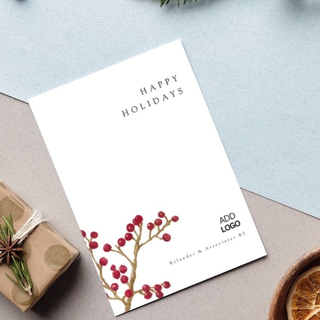 Minimal vattenfärg Berry Fir Corporate-jul Inbjudningar (Skapare uppladdad)