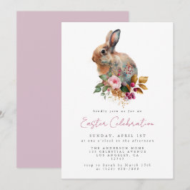 Minimal vattenfärg Blommigt Påsk Party Inbjudningar