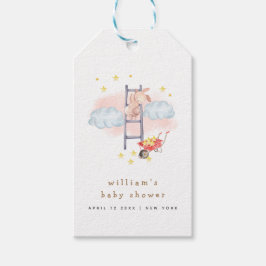 Minimal vattenfärg Boho Bunny Stars Baby Shower Presentetikett