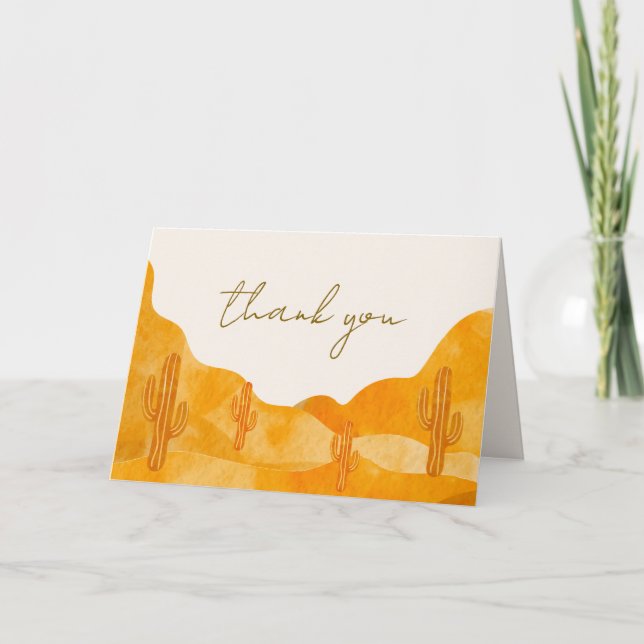 Minimal vattenfärg Boho Desert Cactus Baby Shower Tack Kort (Framsida)