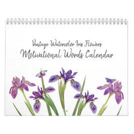 Minimal vattenfärg Iris Flowers Motivational Ord Kalender
