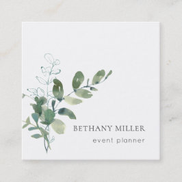 Minimal vattenfärgsmedelhög Grönt Greenery Fyrkantigt Visitkort