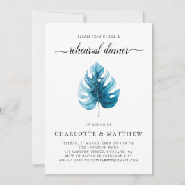 Minimal vattenfärgsruta Tropical Löv Rehearsal Mid Inbjudningar