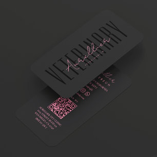 Minimal VET Rosa Svart Veterinär Veterinär Visitkort
