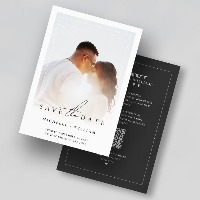 Minimal vigselmonogram fotoram mörkgrå spara datumet (Minimal Wedding Monogram Photo Frame Dark Grey Save The Date
)