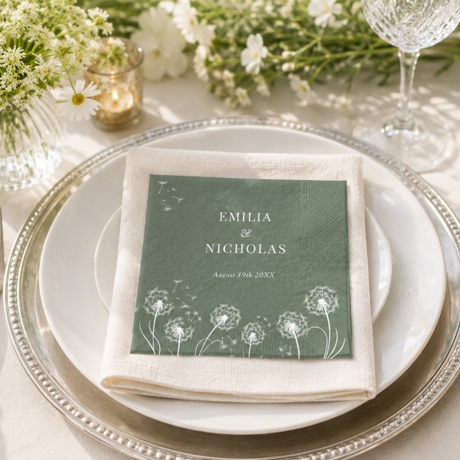 Minimal Vildblomma Bröllop  Pappersservett (Skapare uppladdad)