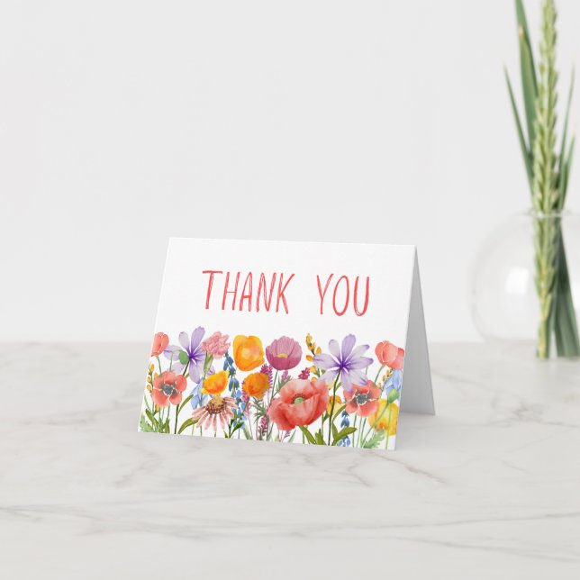 Minimal Vildblomma Tack - Elegant Tomt Inuti Kort (Framsida)
