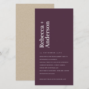 MINIMAL VIN PLUM TYPOGRAFI FÖRLOVNING INBJUDAN