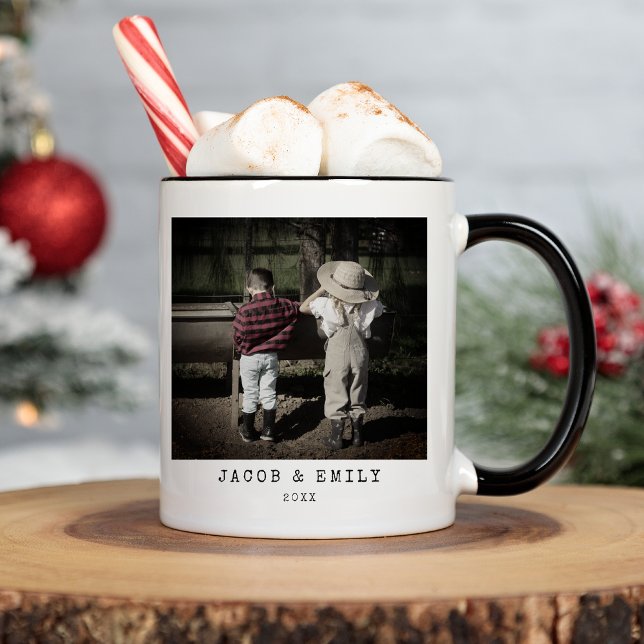 Minimal Vintage ett foto-Personlig jul Kaffemugg (Skapare uppladdad)