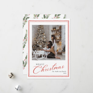 Minimal Vintage Merry Christmas Foto med Skrift Julkort