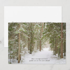 Minimal vinter skogsväg, nytt år julkort