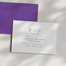 Minimal violett bröllops-RSVP-kort
