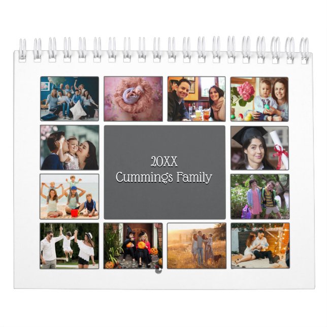 Minimal Vit Anpassningsbar Fotokalender Kalender (Omslag)