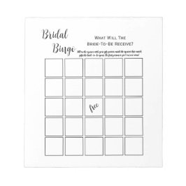 Minimal vit bröllopsduschbingo partyspel anteckningsblock