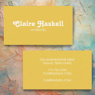Minimal vit Chic för Gult i Finare Script Mustard Visitkort