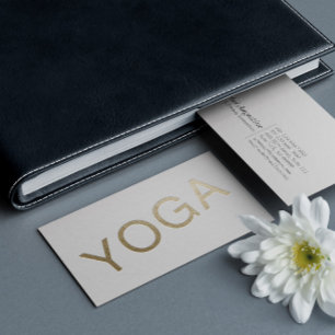 Minimal Vit & Guld-inbäddad YOGA-instruktor Visitkort