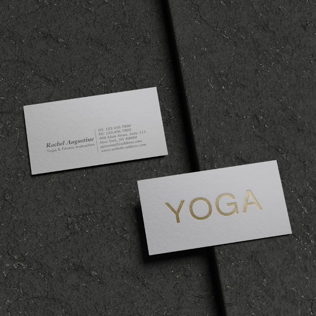 Minimal Vit & Guld-inbäddad YOGA-instruktor Visitkort (Skapare uppladdad)