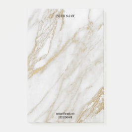 Minimal vit Guld-marble Stone Luxury Namn Adress Post-it Block