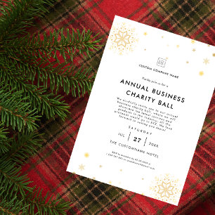 Minimal Vit Julfest för Företag Fundraiser Inbjudningar