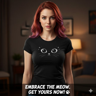 Minimal vit kattögon illustration t shirt