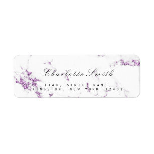 Minimal vit Lila Lavender Marble OSA Returadress Etikett