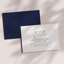Minimal vit och marinblå bröllops-RSVP-kort OSA Kort