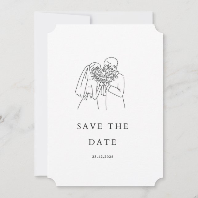 Minimal vit- och svartvit inbjudan2025 inbjudningar (Baksida)