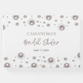 Minimal vit pärlbröllopsdusch  gästböcker