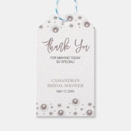 Minimal vit pärlbröllopsdusch Tack Presentetikett