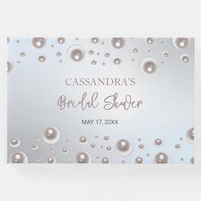 Minimal vit Pearl Silver Möhippa Gästböcker (Framsida)