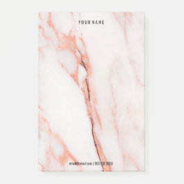 Minimal Vit ros Marble Stone Luxury Namn Post-it Block