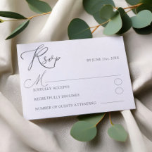Minimal vit RSVP-typografi bröllop