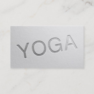 Minimal vit Silver-inpräglad Yoga-textinstruktör Visitkort