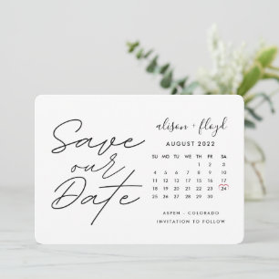 Minimal vit skript sparad datum kalender inbjudningar