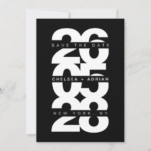 Minimal vit, svart, fet typografi Bröllop Spara Datumet