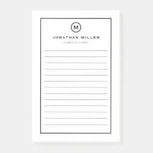 Minimal vit svart monogram, limmad post-it block