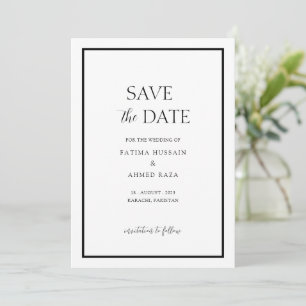 Minimal vit svart ram muslim Save The Date Spara Datumet