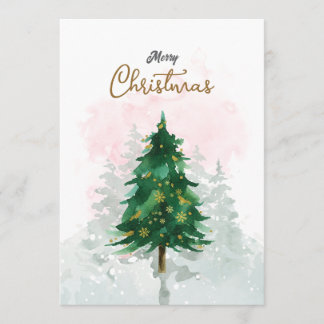 Minimal Watercolor Christmas Card Kort