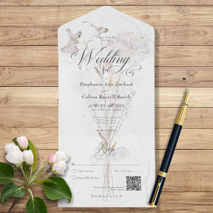 Minimal Watercolor WildblomBouquet QR-kod
