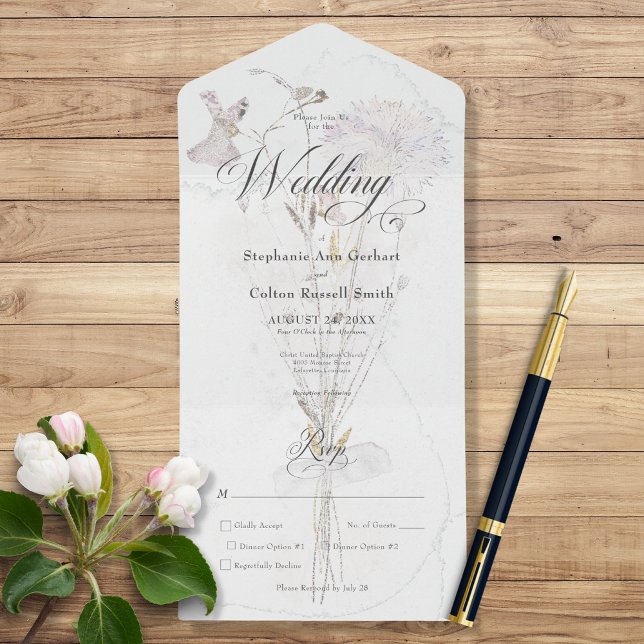 Minimal Watercolor Wildblommor Bouquet-middag (Skapare uppladdad)