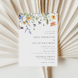 Minimal Watercolor Wildflower Wedding Invitation Inbjudningar