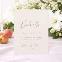 Minimal Wedding Details Card Inbjudningar