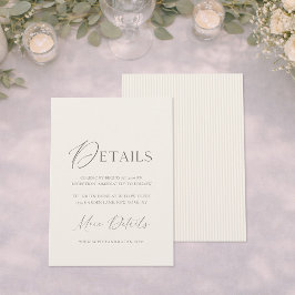 Minimal Wedding Details Card | Neutral Classic Inbjudningar