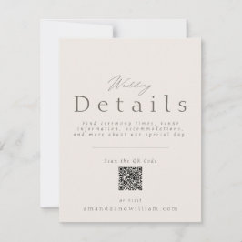 Minimal Wedding Details Card with QR Code Inbjudningar