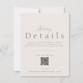 Minimal Wedding Details Card with QR Code Inbjudningar