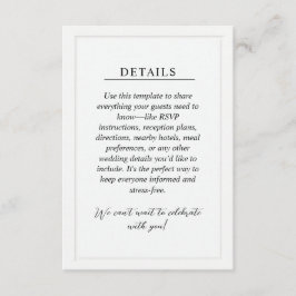 Minimal Wedding Details Enclosure Card Tilläggskort