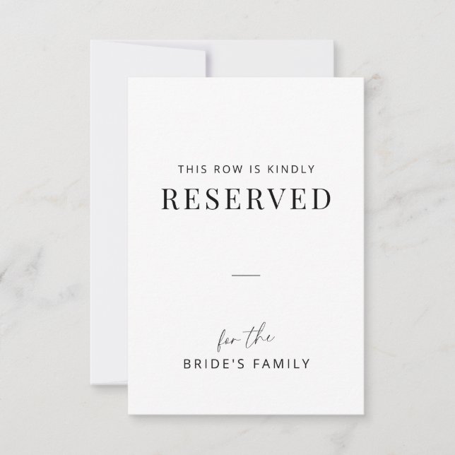 Minimal Wedding Family Reserved Row Tag (Framsida)